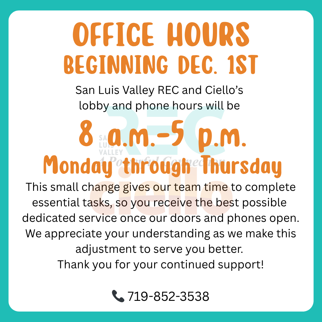 New office hours, 8 a.m.-5 p.m., Monday through Thursday