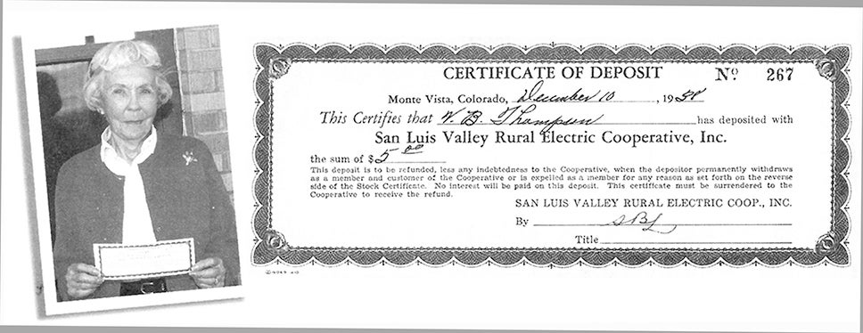 Maxine Estes and original stock certificate 